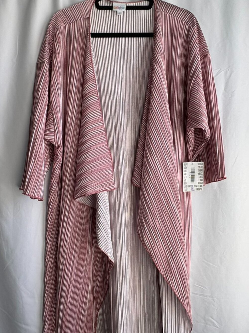 LuLaRoe Shirley L Variegated Pink Crepe Elegant Kimono NWT